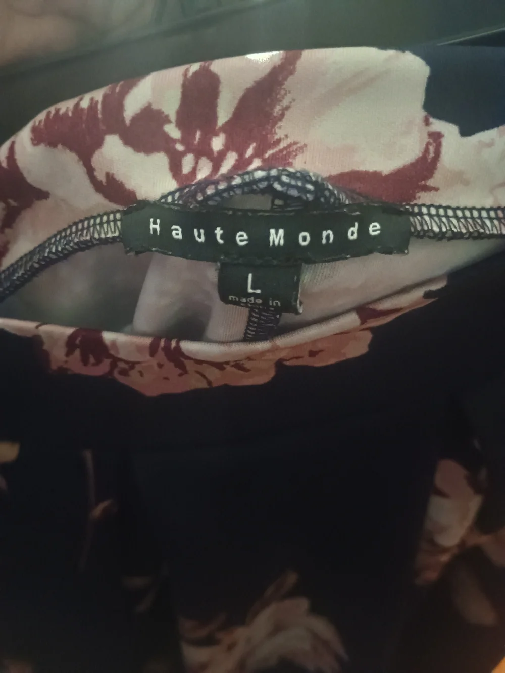 Haute Monde Black Midi Skirt with Cream Floral Print
